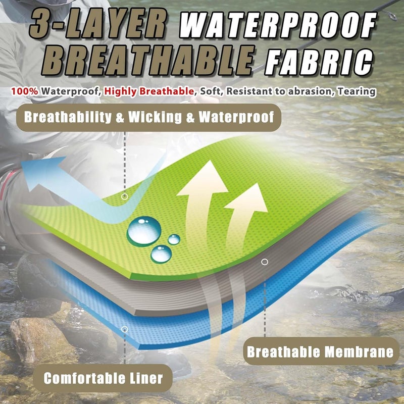 JUSTOOP Store Waist Wader Pants for Men and Women, 3-Ply Breathable Waterproof Fishing Waders with Pockets and Durable Stockingfoot - Image 3